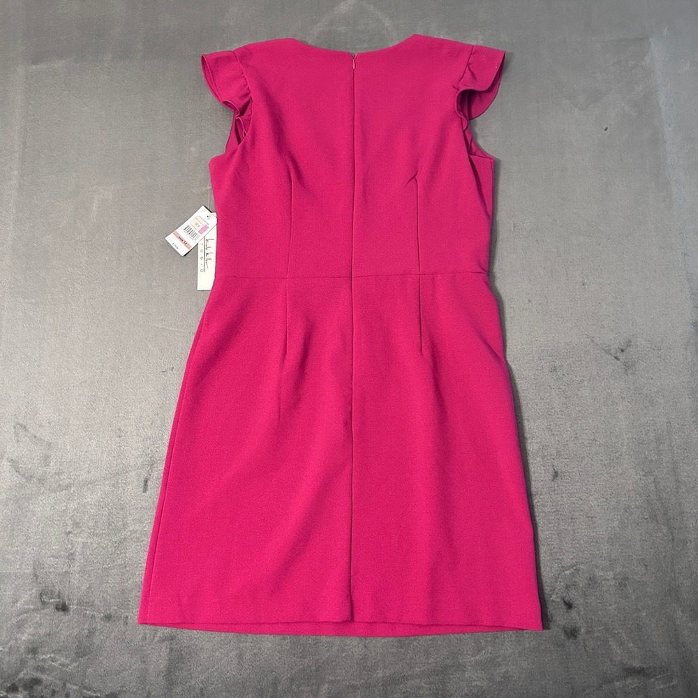 Nicole Miller Dress Womens 12 Pink Studio Ruffle Sleeve Surplice Sheath NWT - Picture 4 of 10